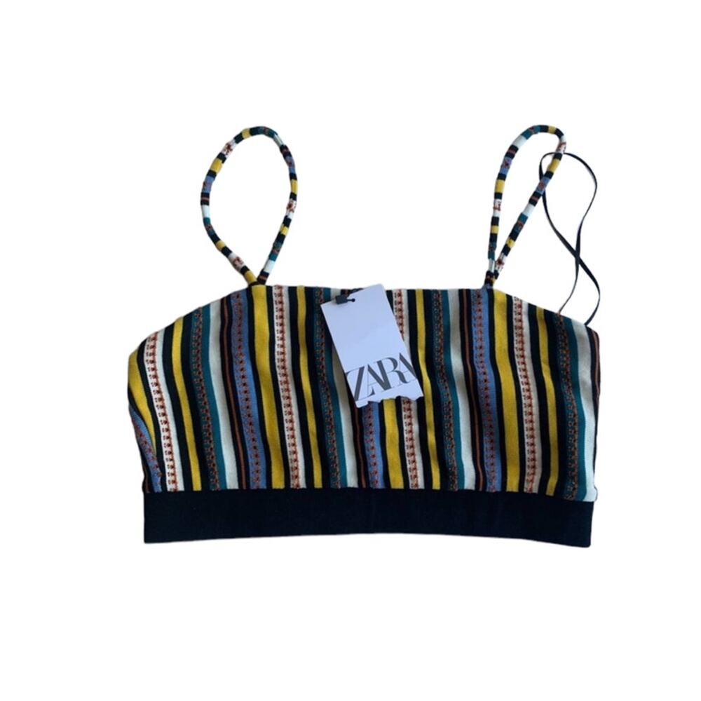 Zara NWT Striped Jacquard Bralette Top Size Medium